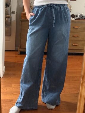 Vanilla Star Blue Wide-Leg Drawstring Pants